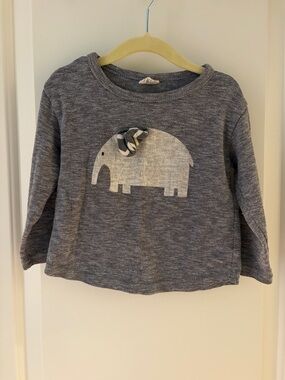 Children's Grey Elephant Long-Sleeve Top - Unbranded